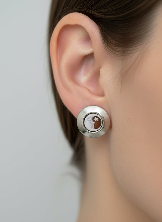 Orecchini in Cammeo incisione "Luna"