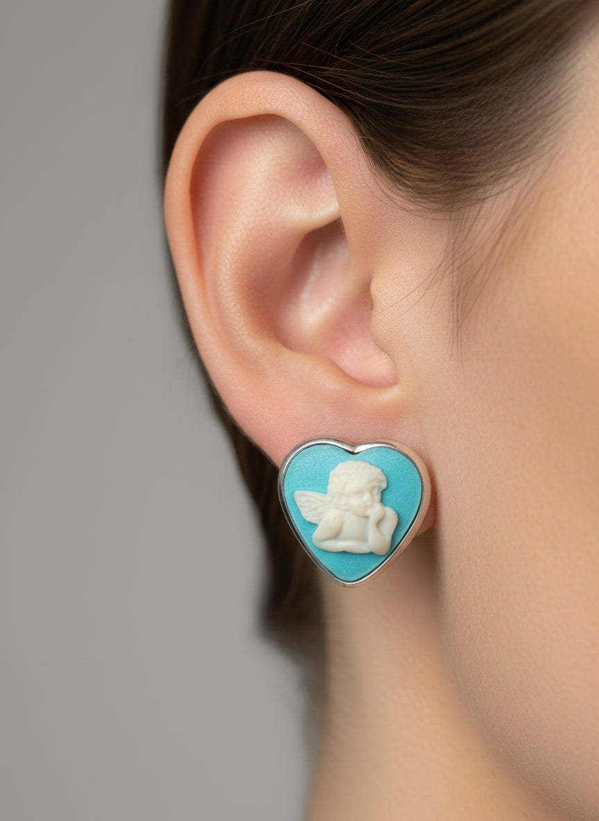 Orecchini in Pasta di Turchese raffigurazione "Putto"