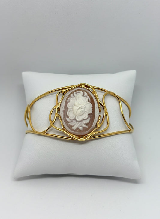 Bracciale in Cammeo Schiava incisione "Fiori"
