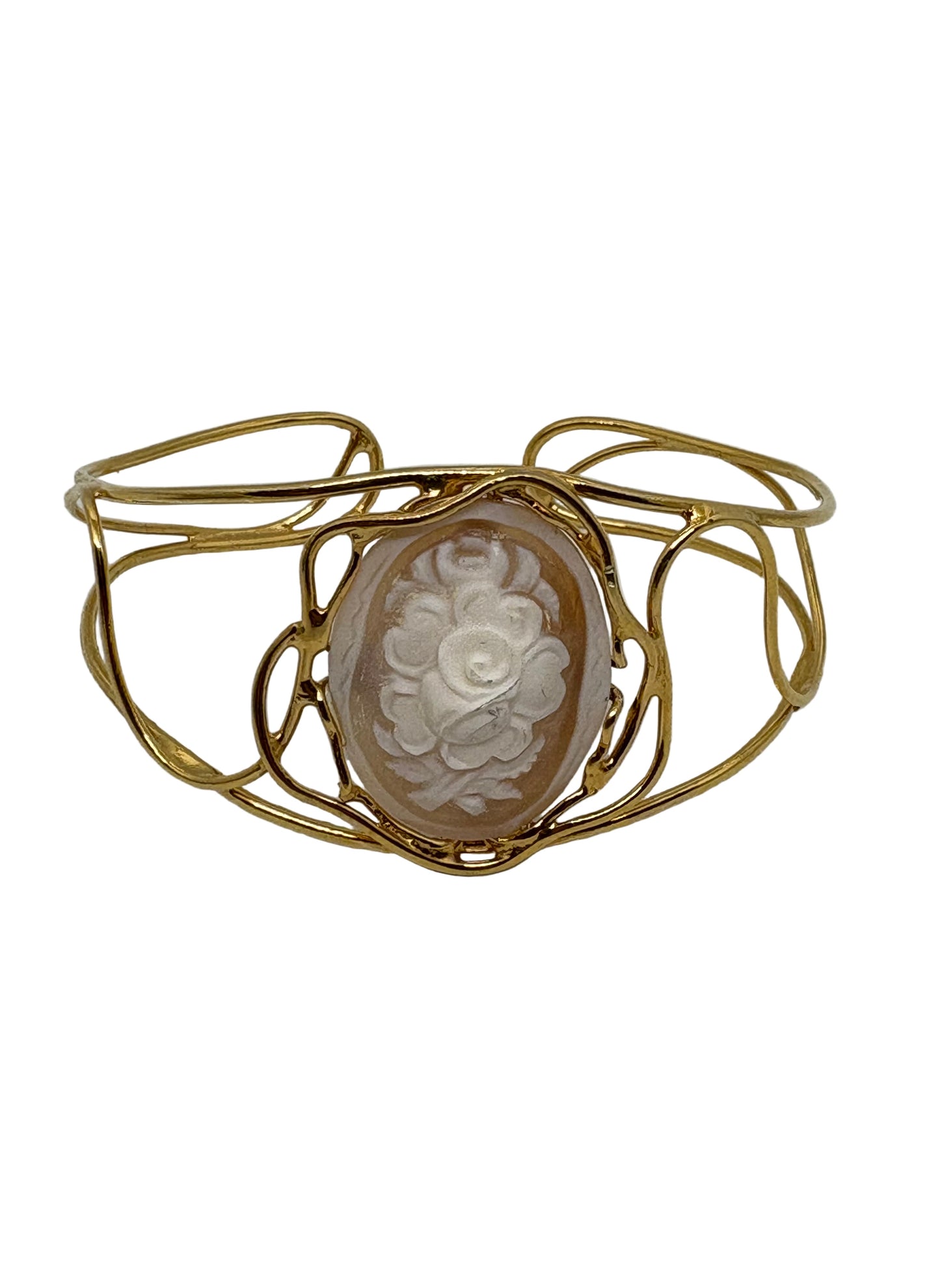 Bracciale in Cammeo Schiava incisione "Fiori"