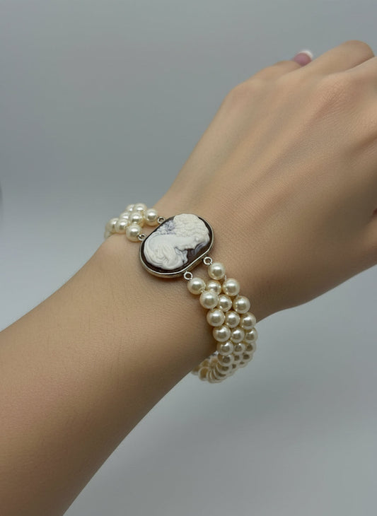 Bracciale in Cammeo Artistico incisione "Profilo di Donna"