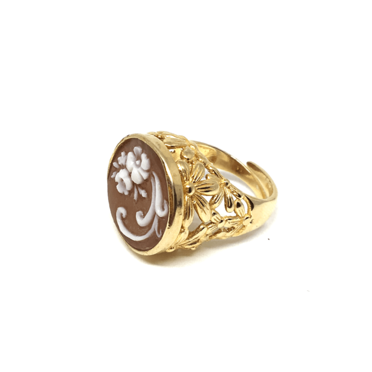 Anello Cameo Italiano cammeo Daisy Cammeo Incisione Fiori