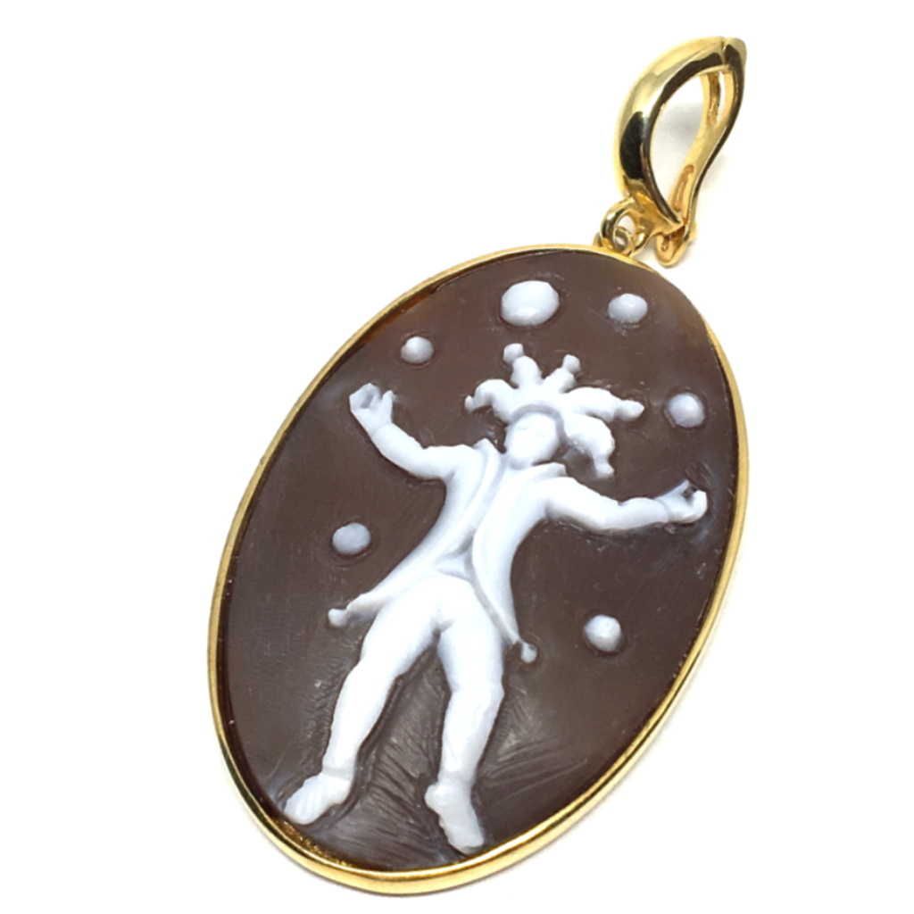 Pendente Cameo Italiano Cammeo Incisione Giocoliere