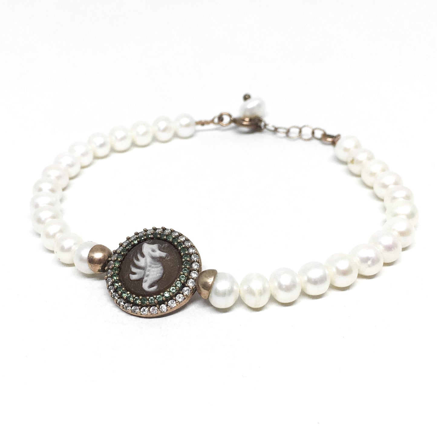 Bracciale Cameo Italiano Cammeo con Perle e Zirconi