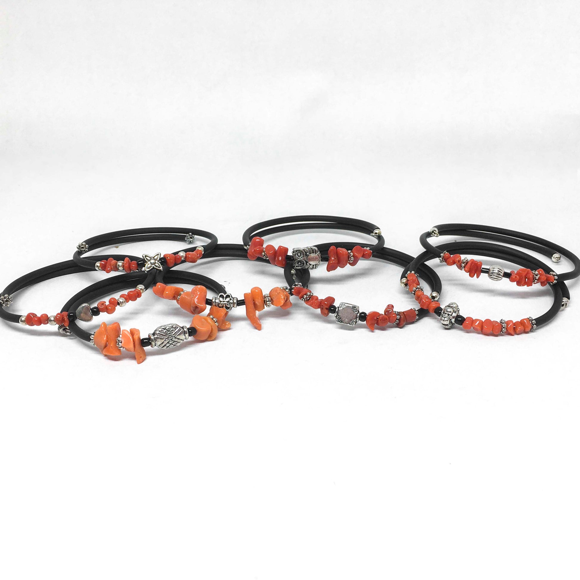 Bracciale Corallo e Caucciù