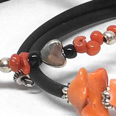 Bracciale Corallo e Caucciù