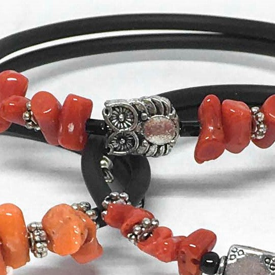 Bracciale Corallo e Caucciù