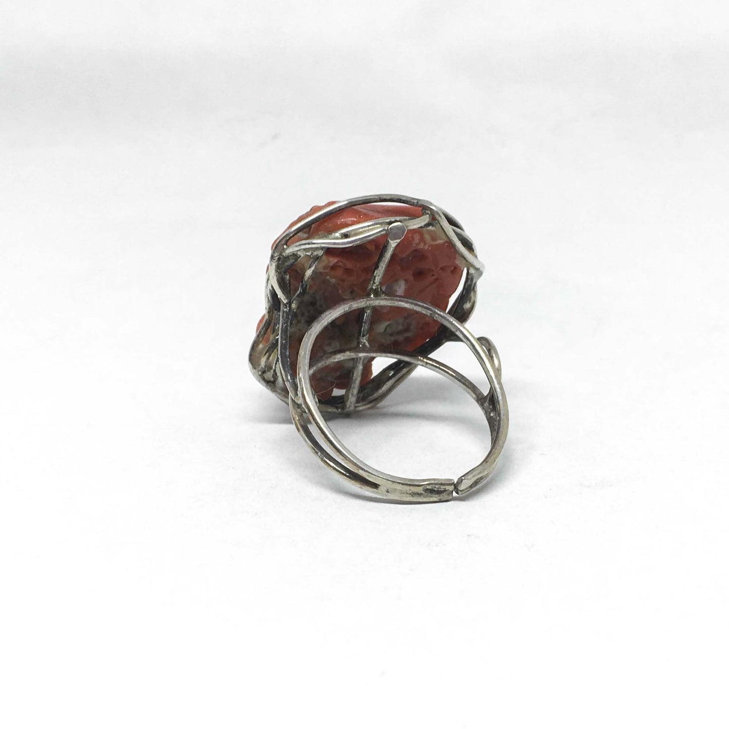 Anello corallo rosso e argento