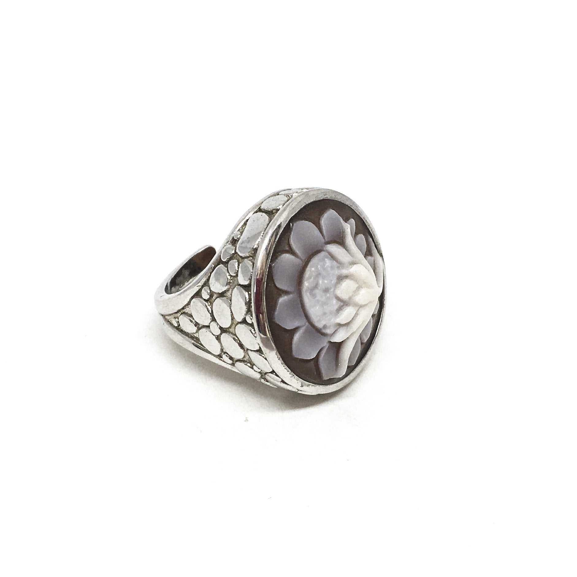 Anello-Cameo-Italiano-Cammeo-Incisione-Fiore