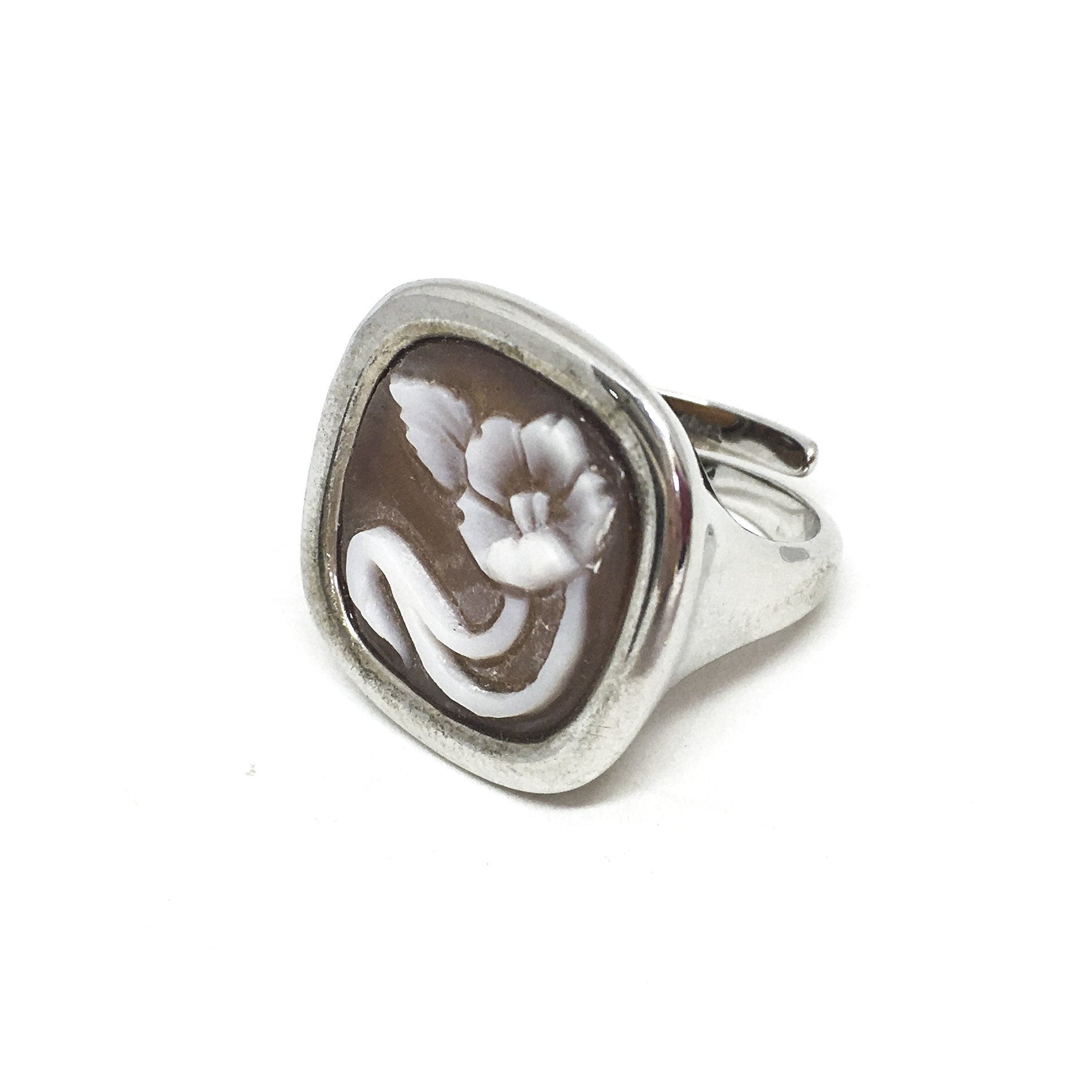 Anello-Cameo-Italiano-Cammeo-Incisione-Fiore