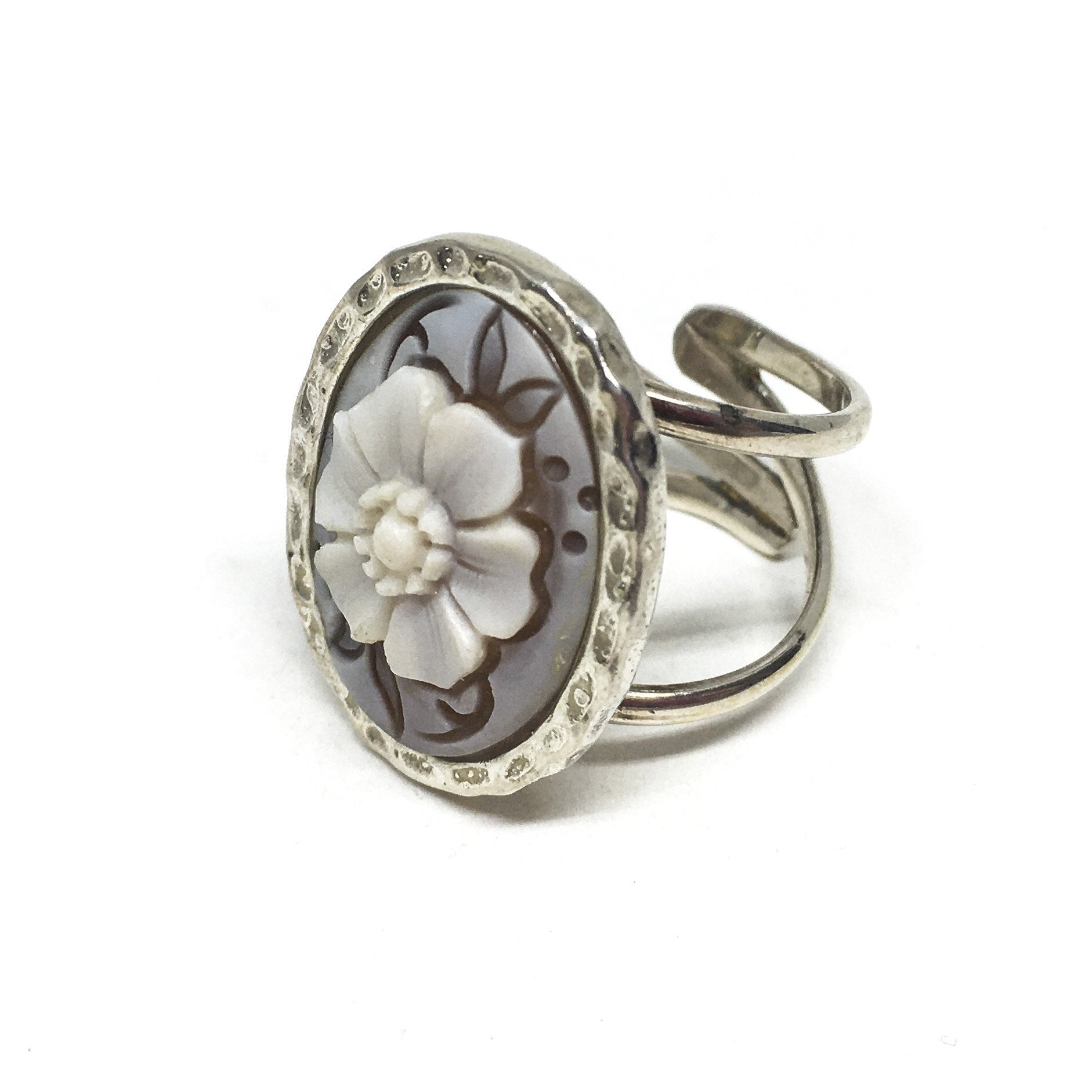 Anello-Cammeo-Incisione-Fiore