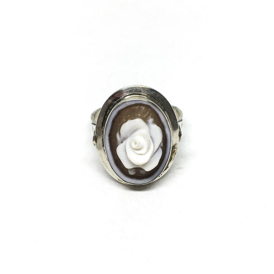 Anello Cammeo Incisione Fiore