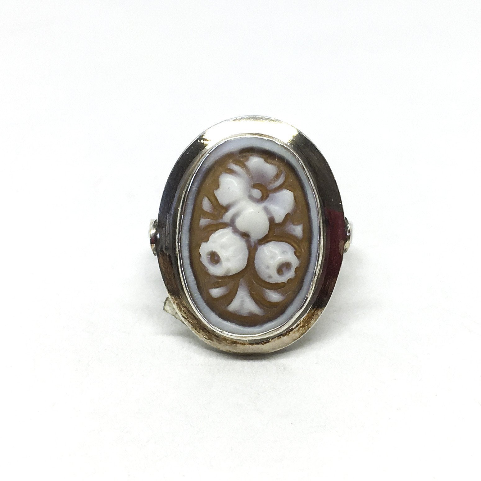 Anello-Cammeo-Incisione-Fiori