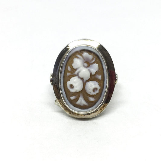 Anello-Cammeo-Incisione-Fiori