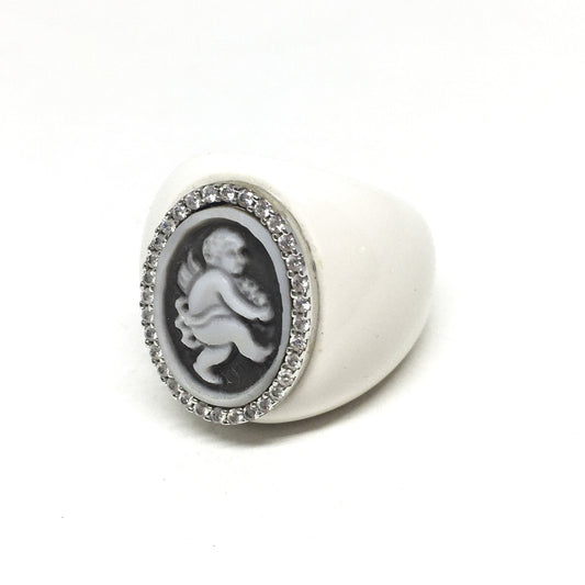 Anello cammeo incisione Putto