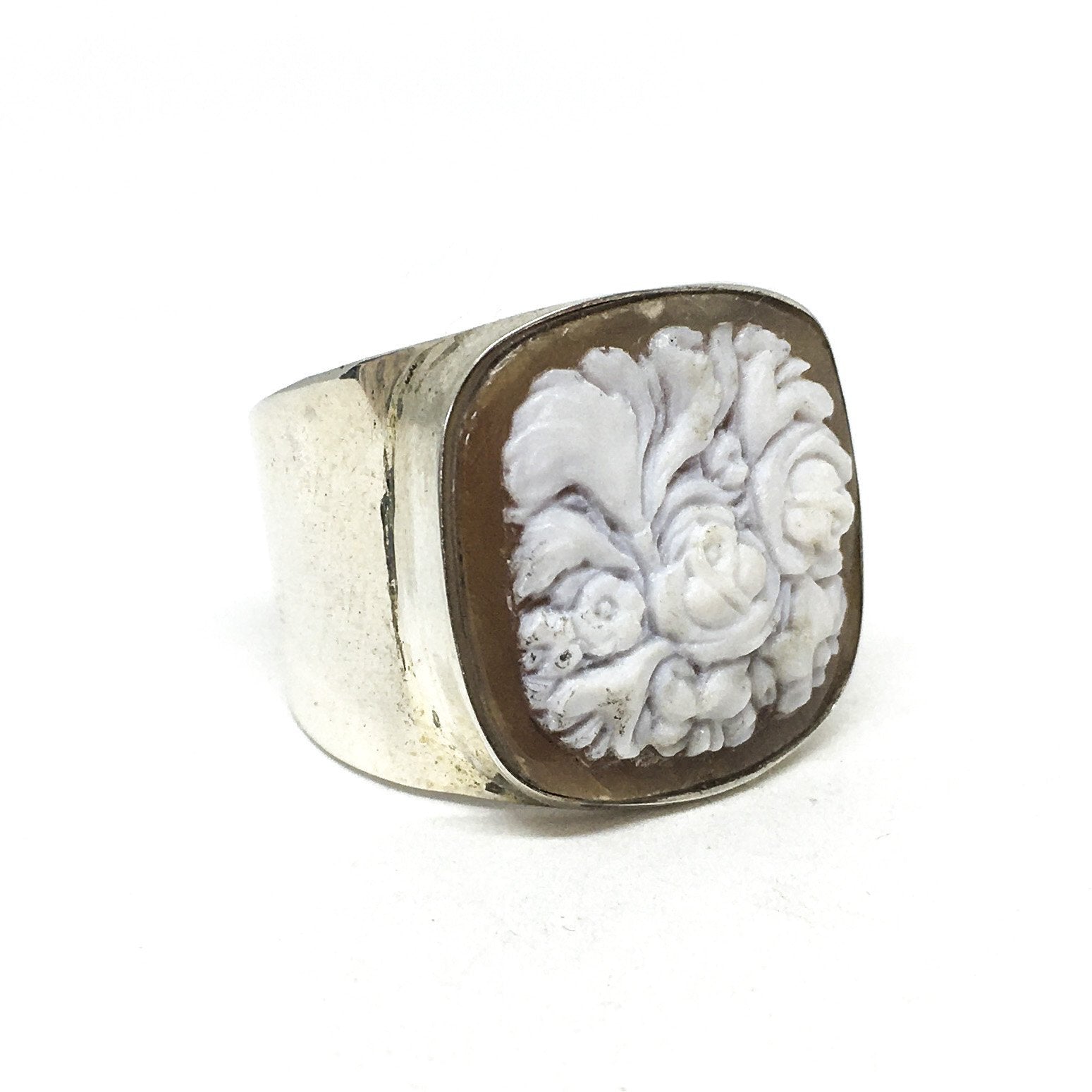 Anello- Cammeo-Incisione-Fiori