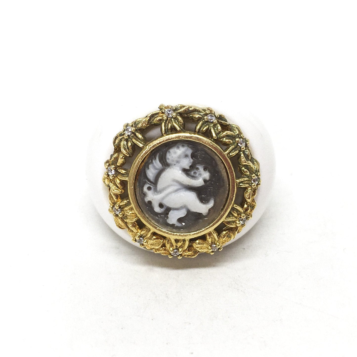 Anello -Cameo- Italiano- Cammeo- e -Zirconi- Putto