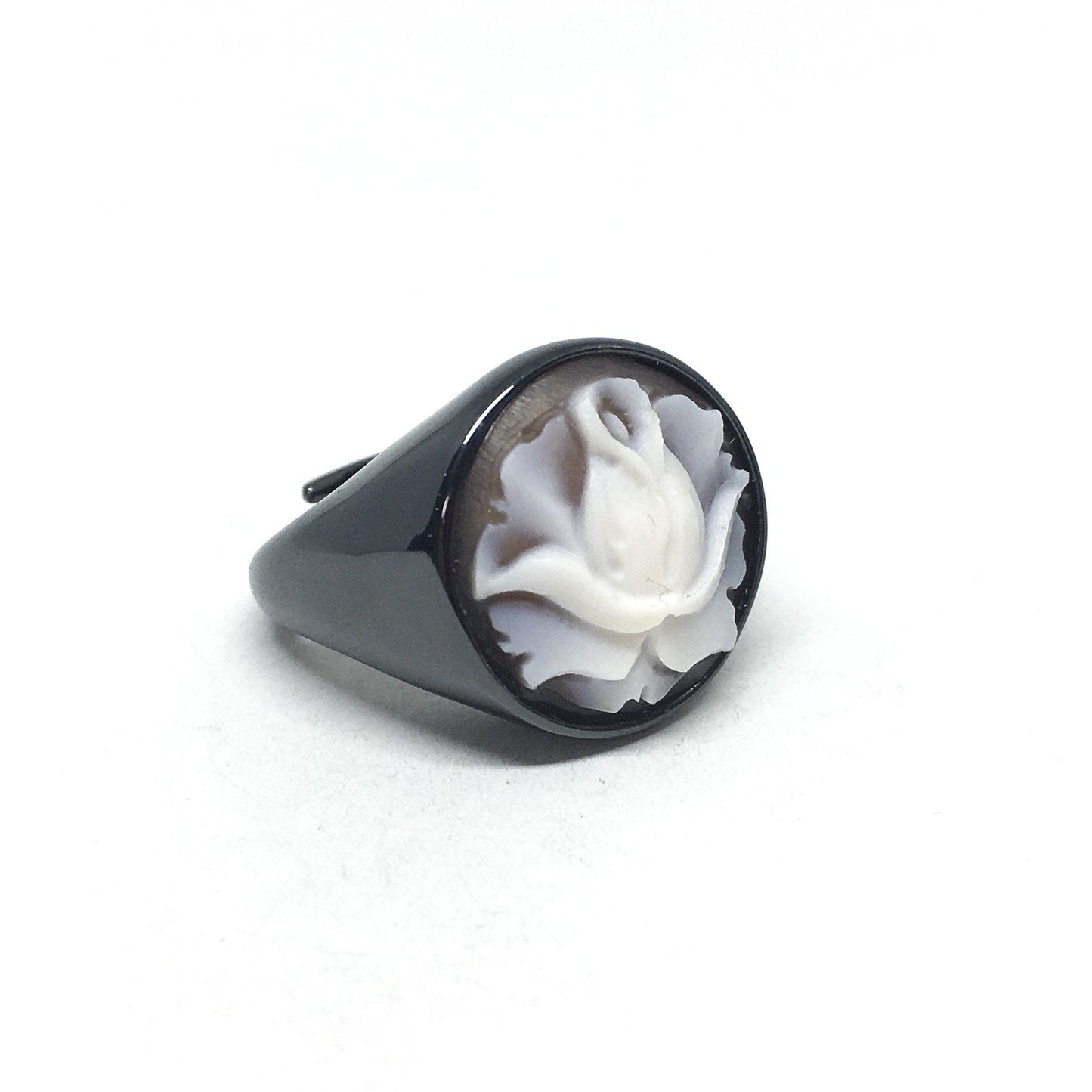 Anello-Cameo-Italiano-Cammeo-Incisione-Fiore