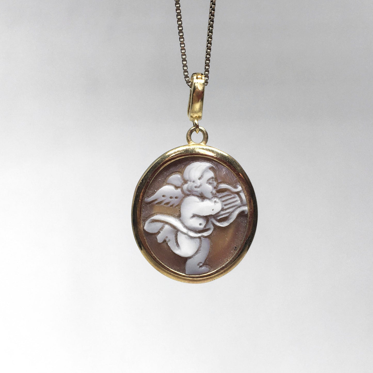 Italian Cameo Pendant Cameo with Cherub