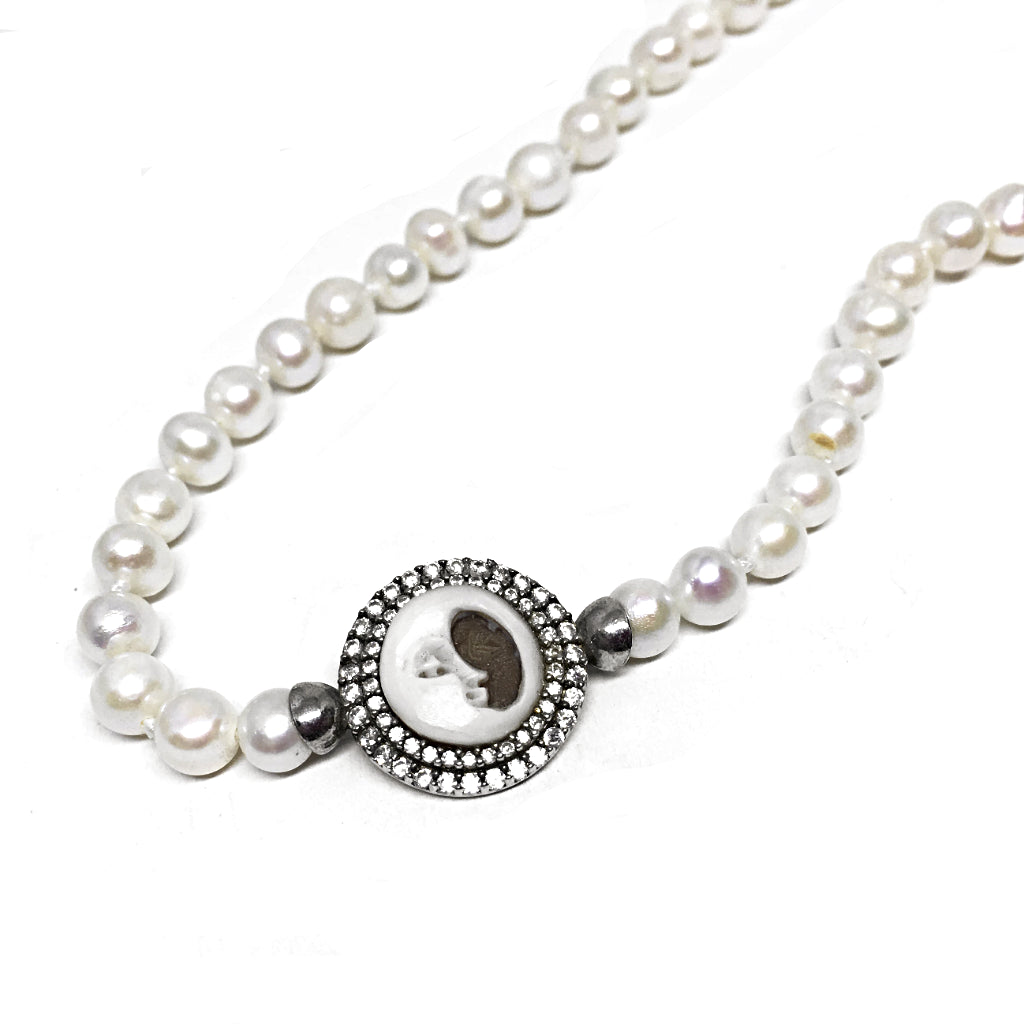 Collana Cameo Italiano Cammeo con Perle