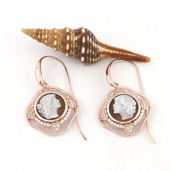 Cameo Earrings Italian Florence Cameo Profile Woman – Il Piccolo