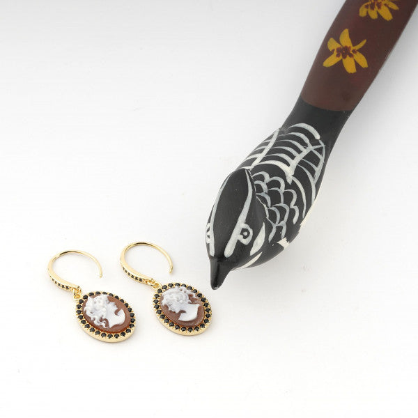 Italian Sunrise Cameo Earrings Cameo Profile Woman – Il Piccolo