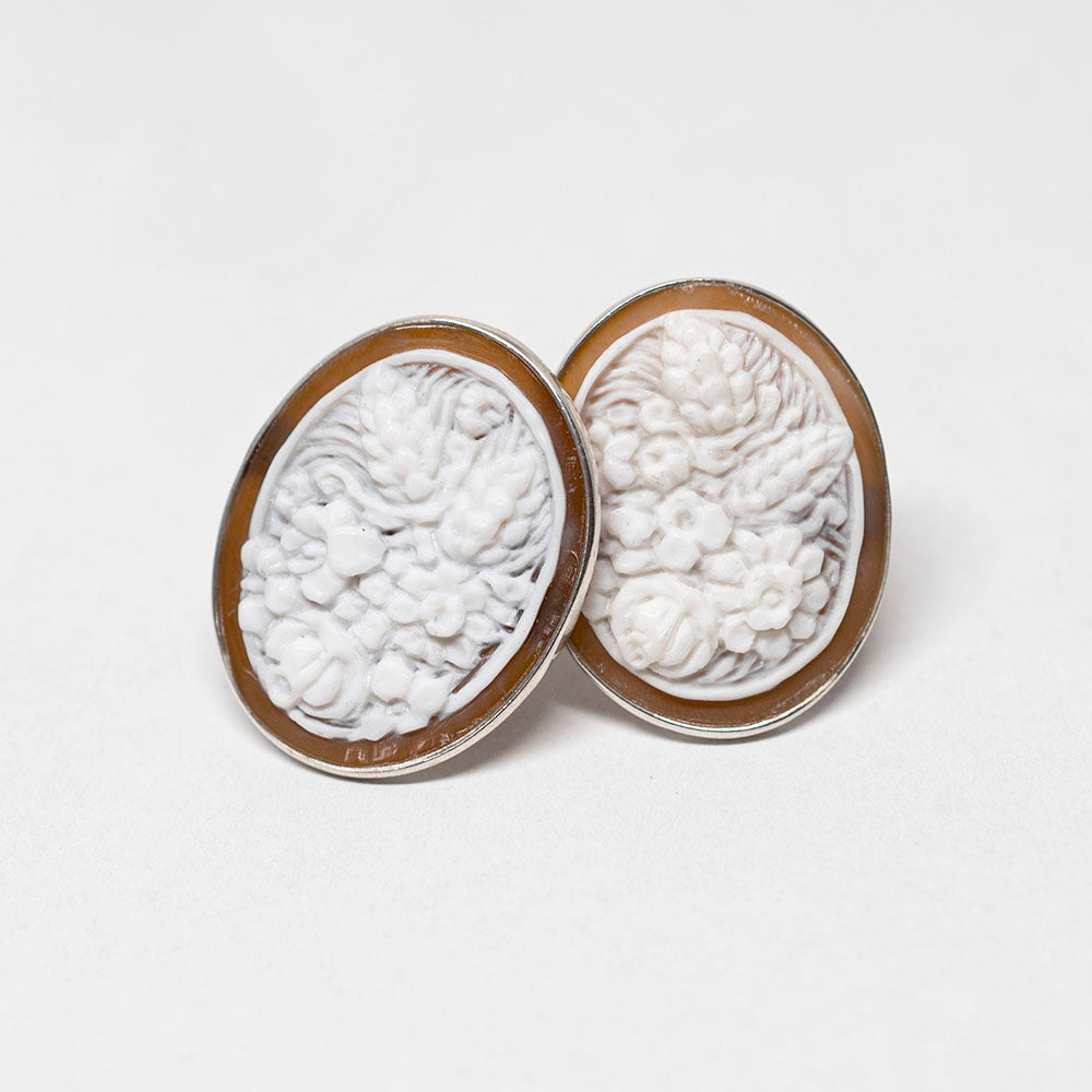 Artistic Bouquet Cameo Earrings