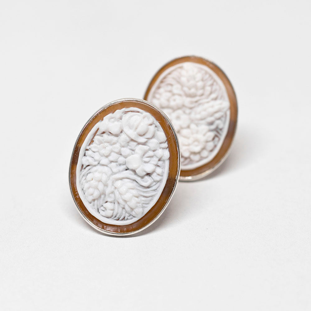 Artistic Bouquet Cameo Earrings