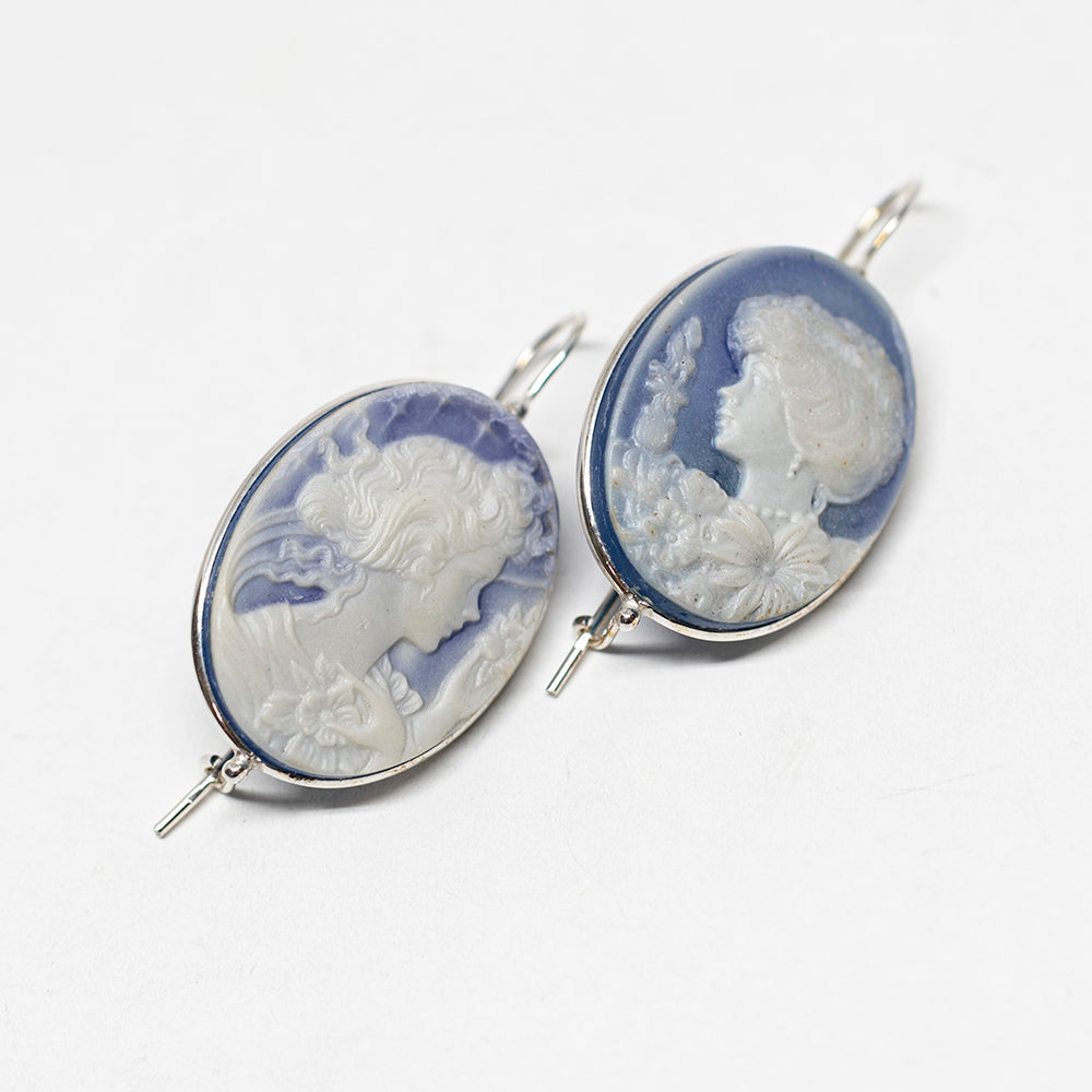 Venetian Cameo Earrings Woman Face