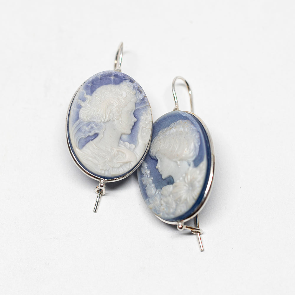 Venetian Cameo Earrings Woman Face