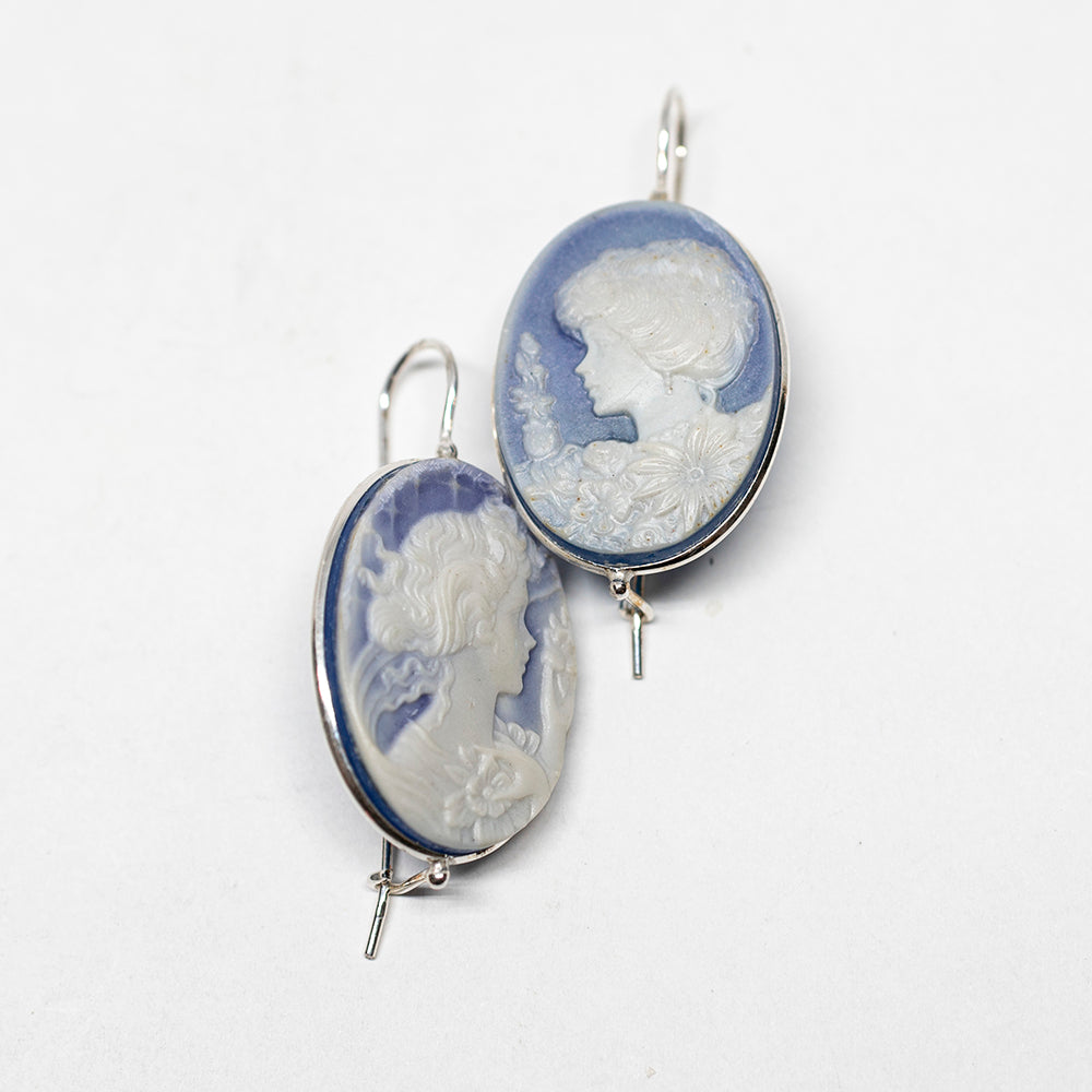 Venetian Cameo Earrings Woman Face