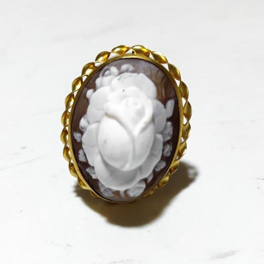 Anello-Cammeo-Incisione-Fiore