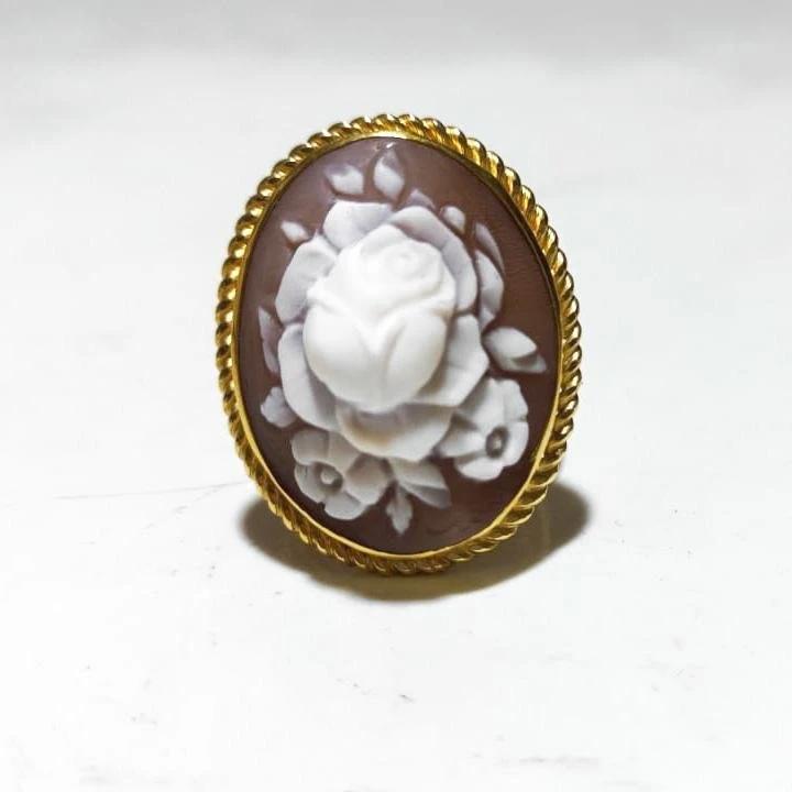 Anello-Cammeo-Incisione-Fiori