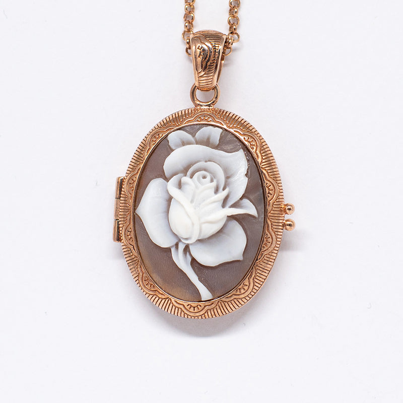 Pendente Cameo Italiano Cammeo Rosa