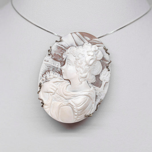 Woman Face Cameo Pendant Brooch