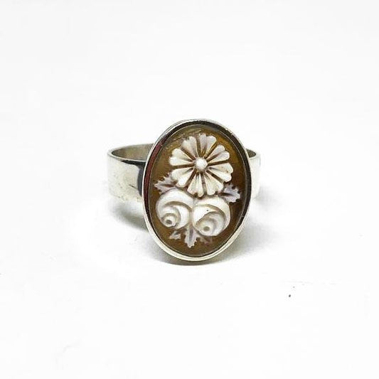 Anello-Cammeo-Incisione-Fiori