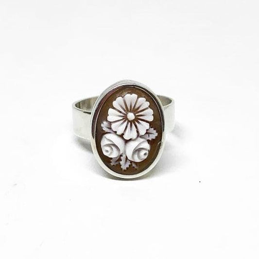 Anello-Cammeo-Incisione-Fiori