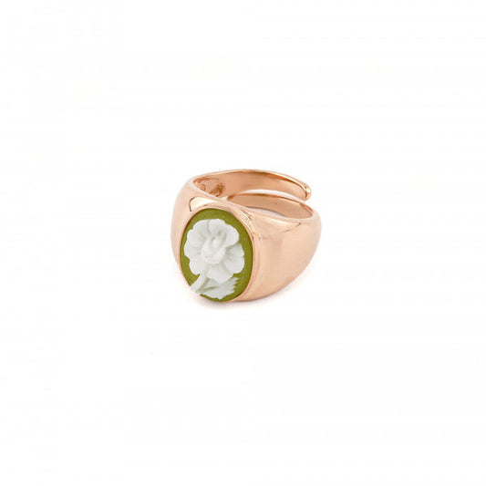 Italian Cameo Ring Musical Cameo Flower