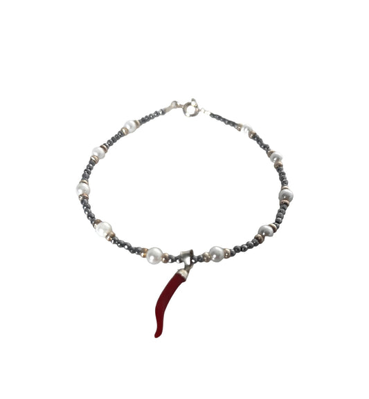 Bracciale Argento con Corno Portafortuna