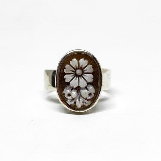 Anello-Cammeo-Incisione-Fiore