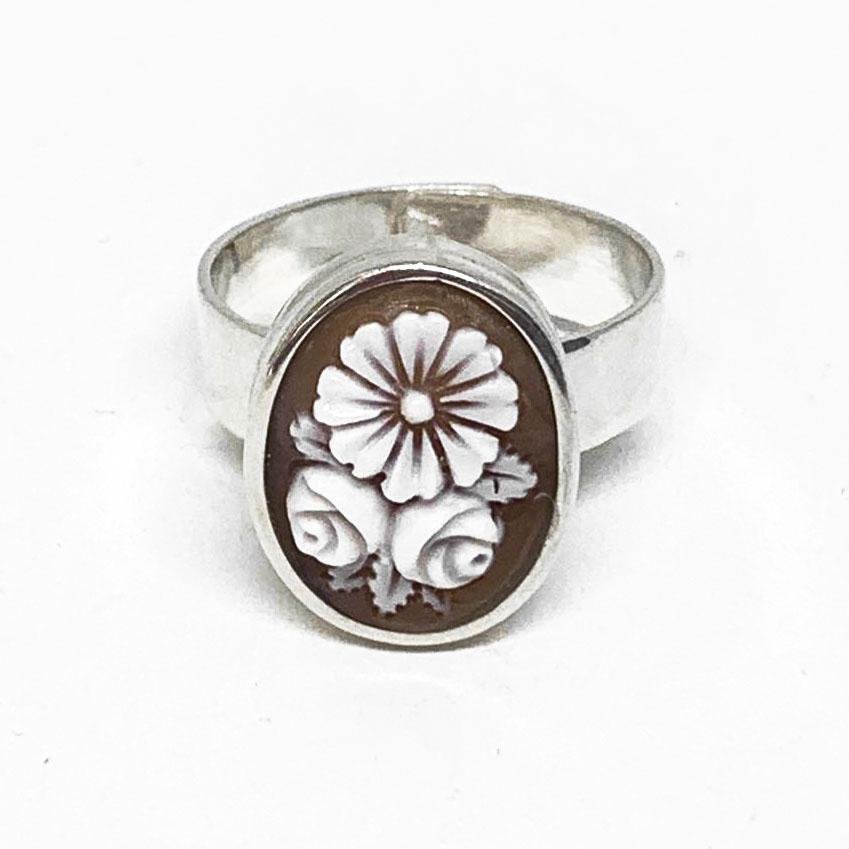 Anello-Cammeo-Incisione-Fiore