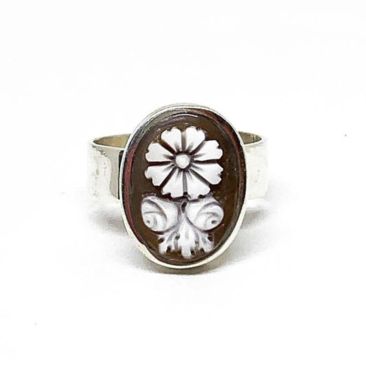 Anello-Cammeo-Incisione-Fiore