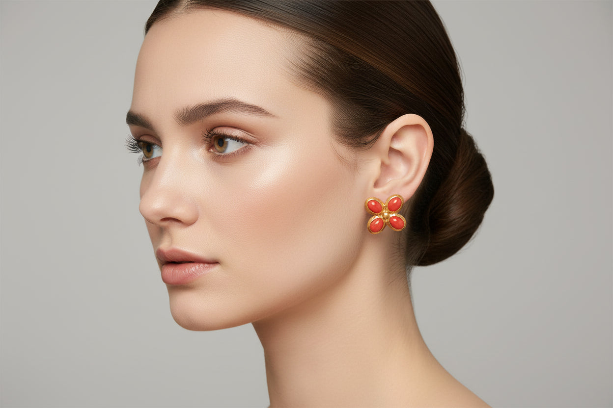 Red Coral Earrings 