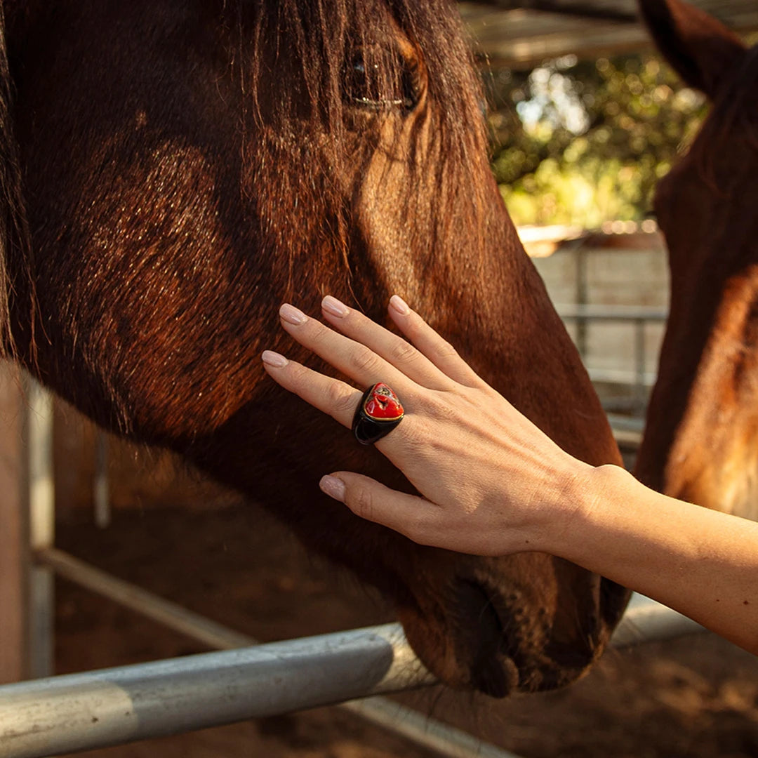 Anello con Sasso Corallo Rosso