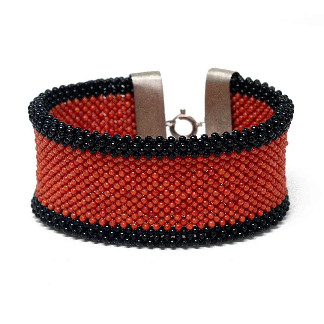 Bracciale in Corallo Rosso e Onice