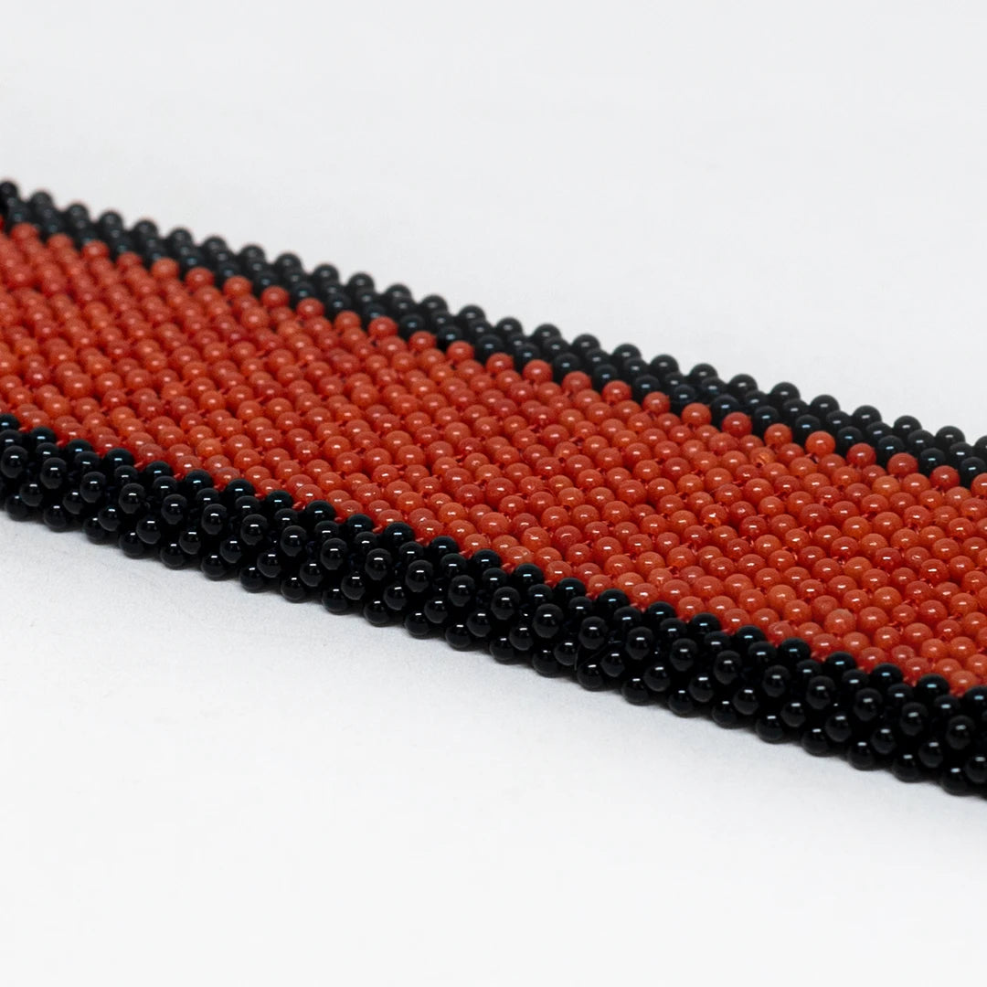 Bracciale in Corallo Rosso e Onice