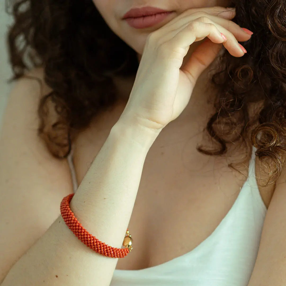 Bracciale Tessito Corallo Rosso