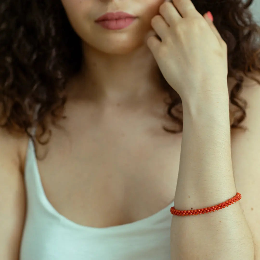 Red Coral Woven Bracelet