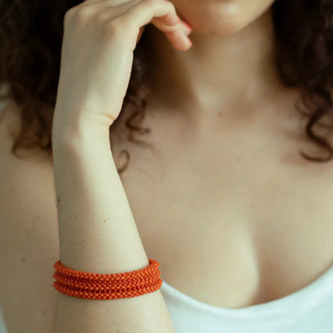 Red Coral Woven Bracelet