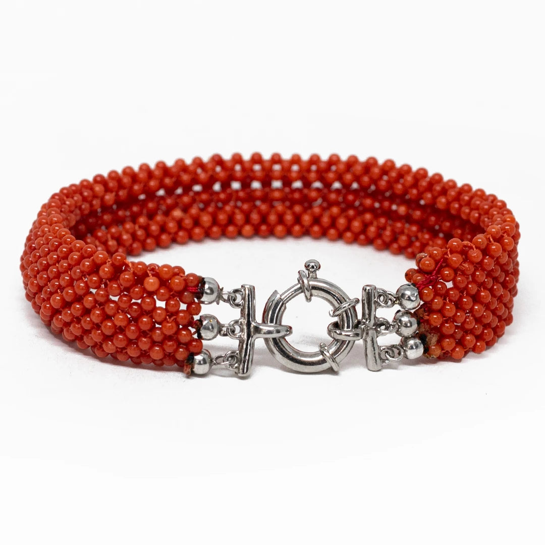Red Coral Woven Bracelet